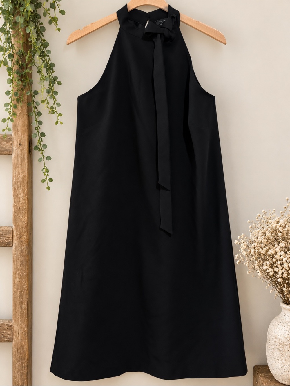 Ann Taylor Factory Black Tie Neck Shift Dress – Size 4